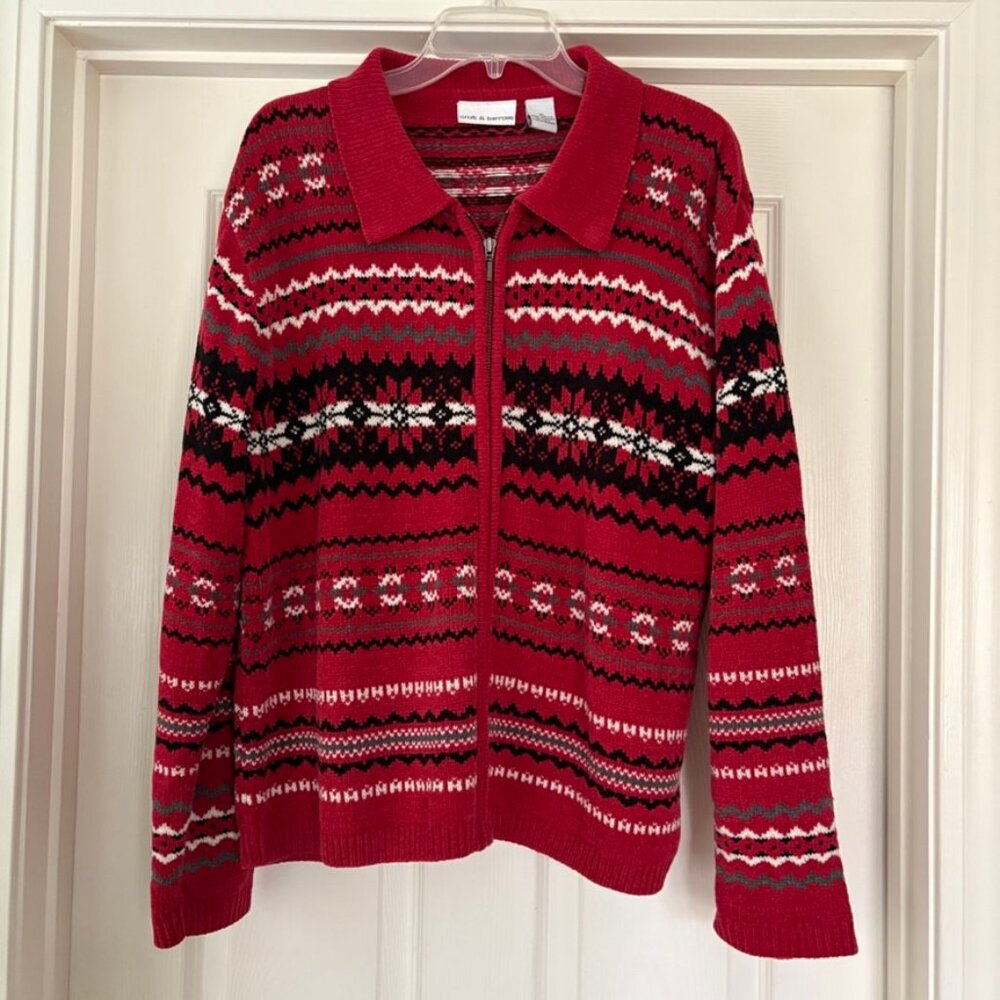 Vtg chenille zipper cardigan, women's XL